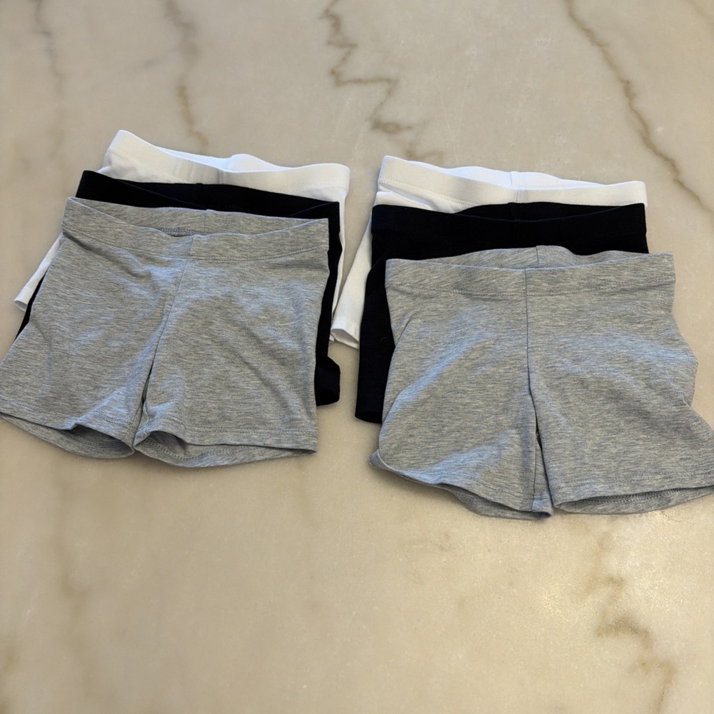Lot of 6 Member's Mark "Cartwheel Shorts" Girls Size XS (4/5) White Gray Black